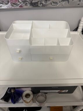 White Multi-Compartment Plastic Desk Organizer